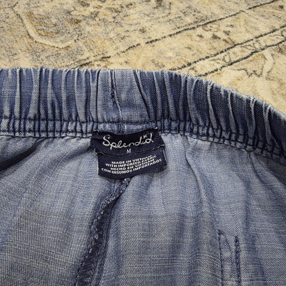 Splendid Blue Lyocell Chambray Wide Leg Crop Pants M - Picture 4 of 9
